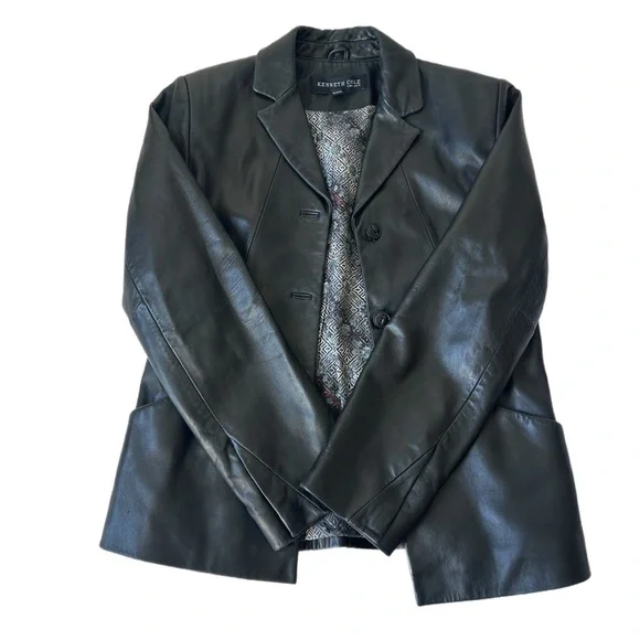 Kenneth Cole Black Leather Jacket New York women’s - Picture 2 of 10